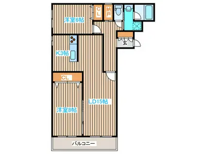 グレイス円山(2LDK/4階)の間取り写真