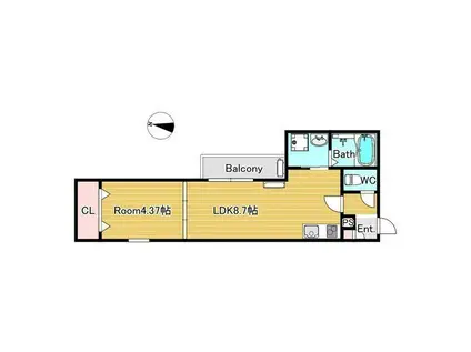 エステイトE泉大津(1LDK/3階)の間取り写真