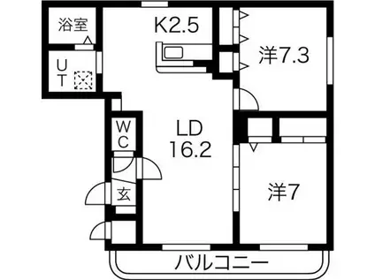 ザレインボーコートN27(2LDK/4階)の間取り写真