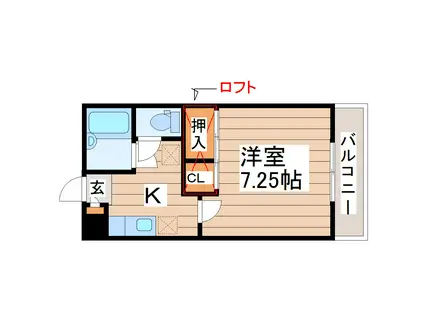 花壇ハイツ(1K/1階)の間取り写真