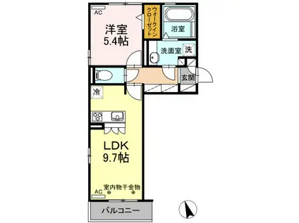 ニューブリッジF(1LDK/2階)の間取り写真