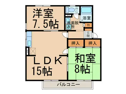 エステートプラムC棟(2LDK/2階)の間取り写真