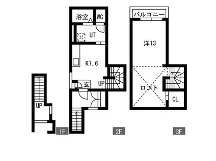 ブリエ松原(1DK/2階)の間取り写真