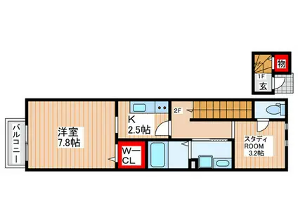 文禄堤インペリアル本町(1K/2階)の間取り写真