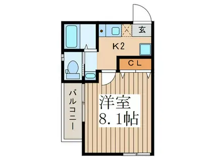 フェリエ(1K/2階)の間取り写真