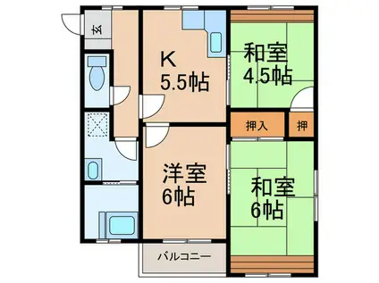 金盃第2ビル高羽荘(3K/5階)の間取り写真
