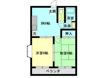 ハイツ坂(2DK/2階)の間取り写真