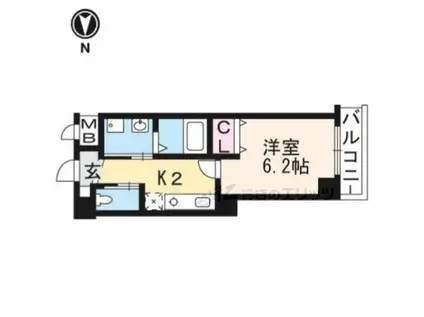 TUKASAレジデンス(1K/2階)の間取り写真