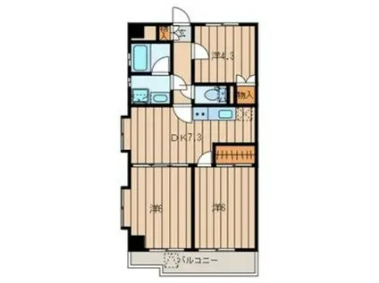 ラ・ベルヴィ(3DK/2階)の間取り写真