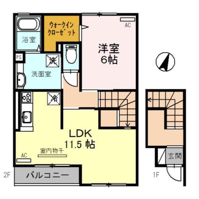 D-ROOM TOKI(1LDK/2階)の間取り写真