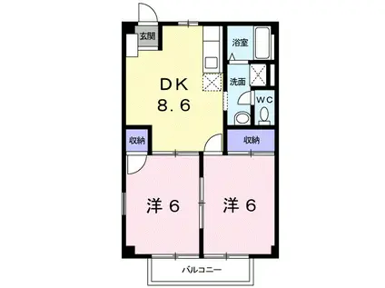 国城ハイツ(2DK/1階)の間取り写真