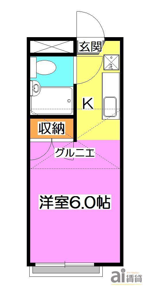 ウィザード小手指(ワンルーム/2階)の間取り写真