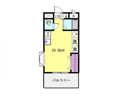 ハイムAOBADAIII(ワンルーム/4階)の間取り写真