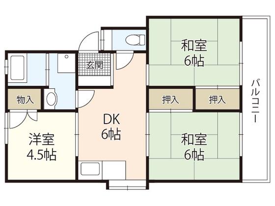 仁井田ビル(3DK/2階)の間取り写真