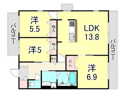 URパークタウン西武庫 15号棟(3LDK/2階)の間取り写真