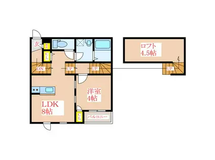 R隼人レグルス(1LDK/2階)の間取り写真