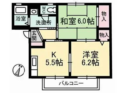 ARISTO21A棟(2K/2階)の間取り写真