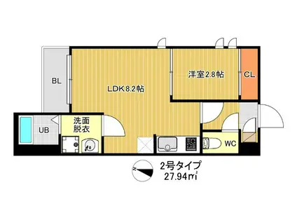 G-SMART 別府 TERRACE(1LDK/2階)の間取り写真