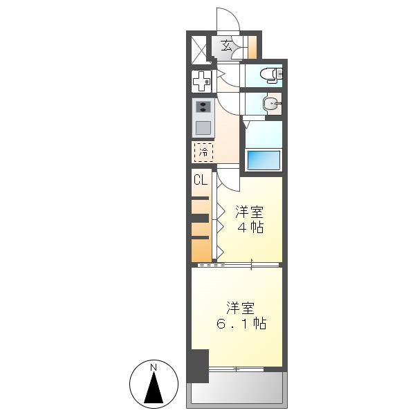 S-RESIDENCE六番町(2K/2階)の間取り写真