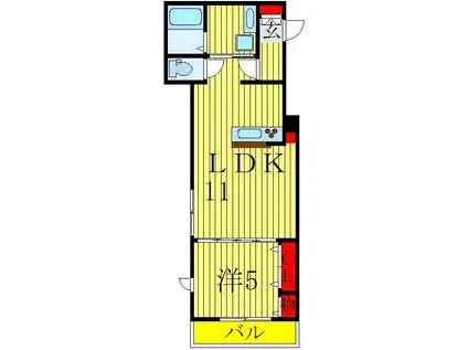 ノーマジーン(1LDK/2階)の間取り写真