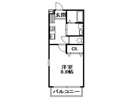 アミュレット三田西山(1K/2階)の間取り写真