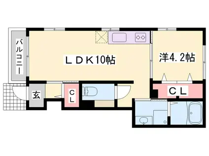 サンセールIV(1LDK/1階)の間取り写真