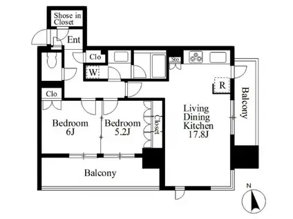 プレミスト麹町(2LDK/10階)の間取り写真