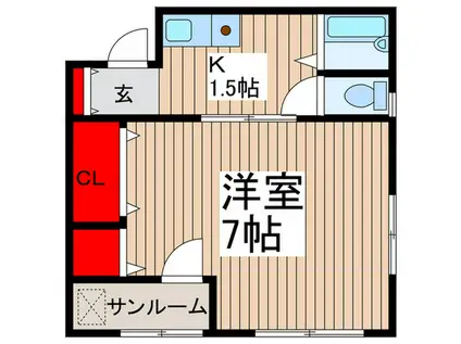 K・ビル(1K/3階)の間取り写真