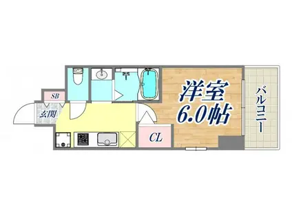 エステムコート神戸湊町(1K/6階)の間取り写真