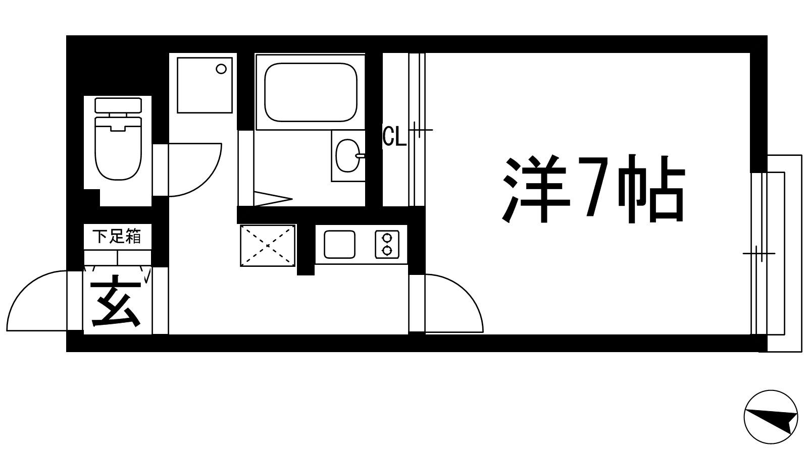 レオネクストセリバテール仁川Ⅱ(1K/1階)の間取り写真