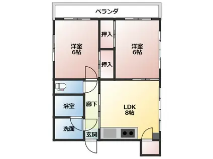 プリマ・クラッセ(2DK/4階)の間取り写真