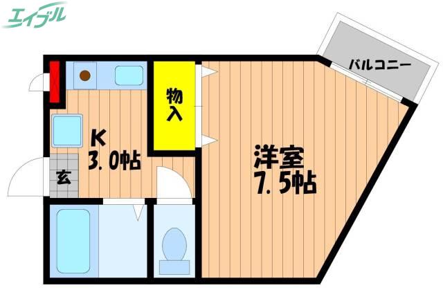 RURU今(1K/1階)の間取り写真