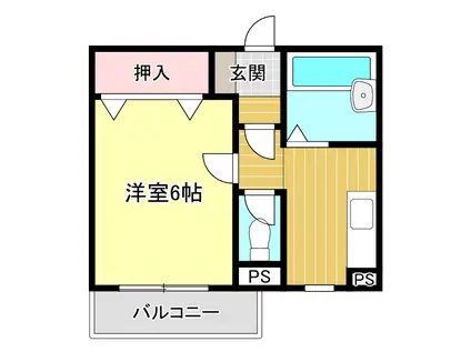 ヤマダハイツ(1K/2階)の間取り写真