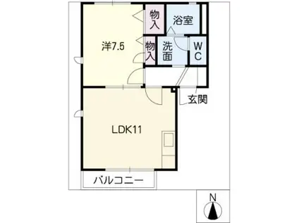 シェトワ三好ケ丘(1LDK/1階)の間取り写真