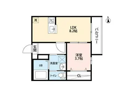オリエンタル篠の風(1LDK/3階)の間取り写真