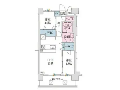 スプランディッド難波VII(2LDK/2階)の間取り写真