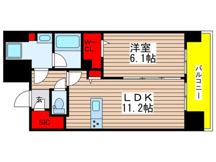 アースグランデ泉(1LDK/6階)の間取り写真
