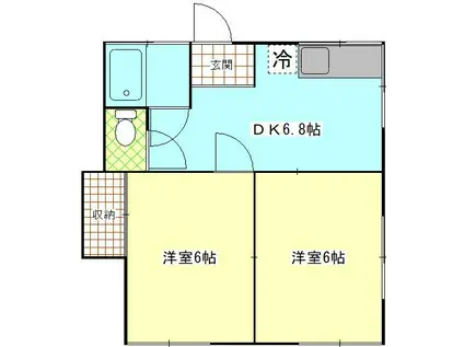 第一小国荘(2DK/2階)の間取り写真
