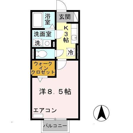 シエスタ学園南(1K/2階)の間取り写真