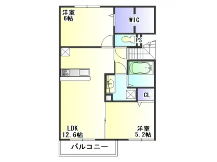 ボヌールメゾン(2LDK/2階)の間取り写真
