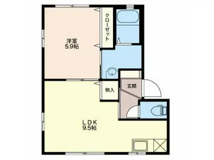 プランタン藤華(1LDK/2階)の間取り写真