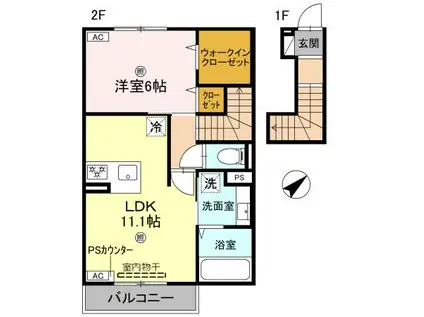 AMULETTE NEXIA COURT(1LDK/2階)の間取り写真