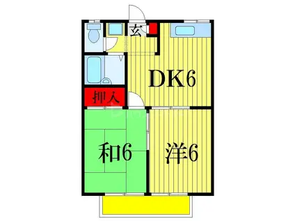エステートピアエルム(2DK/2階)の間取り写真