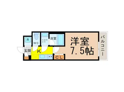 ブランシエスタ東別院(1K/5階)の間取り写真