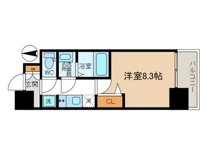 プレサンス心斎橋ソレイユ(1K/10階)の間取り写真