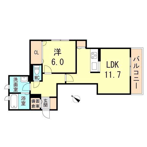 シャーメゾンアトラ(1LDK/3階)の間取り写真