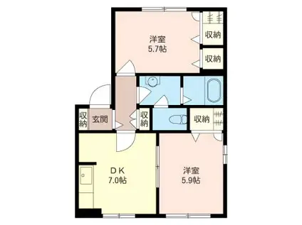 フォレストハイム(2DK/1階)の間取り写真