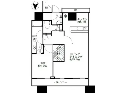 ラゾーナ川崎レジデンス(1LDK/12階)の間取り写真