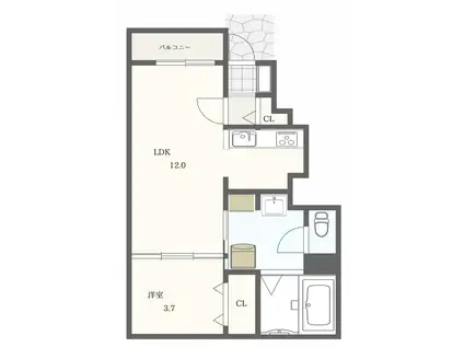 エスコート 若葉A(1LDK/1階)の間取り写真