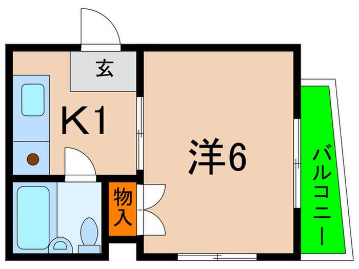 シャルマン甲南(1K/1階)の間取り写真